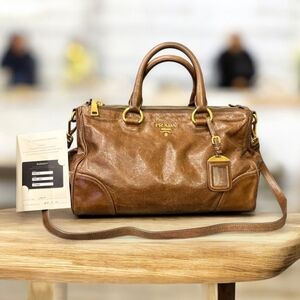 Prada Brown Vitello Two Way